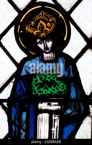 Kirche des heiligen Joseph des Fins. Ludwig IX. Von Frankreich mit Dornenkrone. Buntglasfenster. Annecy. Frankreich. Stockfoto