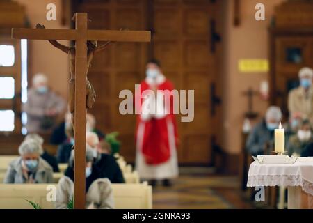 Kirche des heiligen Joseph des Fins. Katholische Messe. Karwoche. Annecy. Frankreich. Stockfoto