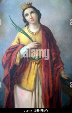 St. James der Apostel Kirche. Malen 1870. Katharina von Alexandria. Triest. Italien. Stockfoto