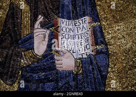 Kathedrale Von Triest. Mosaik von Christus Pantocrator. Italien. Stockfoto