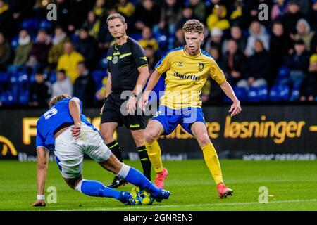 Brondby, Dänemark. September 2021. Christian Cappis (23) aus Broendby, WENN er während des Fußballspiels zwischen Alleroed FK und Broendby IF im Brondby Stadion gesehen wurde. (Foto: Gonzales Photo - Robert Hendel). Stockfoto