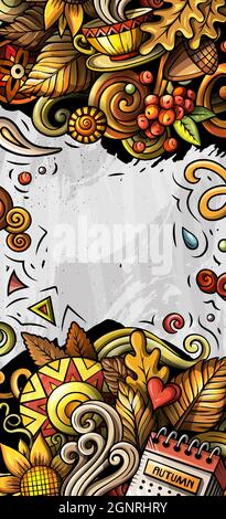 Cartoon niedlichen bunten handgezeichneten Kritzeleien Herbst Saison Banner Stock Vektor