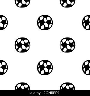 Nahtloses Muster mit handgezeichneter Fußballkugel. Vektorgrafik im Doodle-Stil isoliert auf weißem Hintergrund. Für Innenarchitektur, Tapete, Verpackung Stock Vektor
