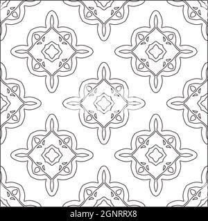 Hintergrund mit Blumenmuster. Wiederholendes geometrisches Muster aus gestreiften Elementen. Schwarzes Muster. Stock Vektor