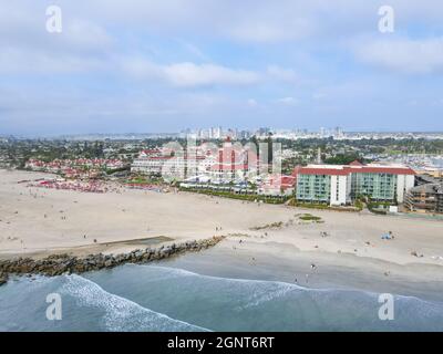 Luftaufnahme des Hotels Del Coronado, San Diego, Kalifornien, USA. September 2021 Stockfoto