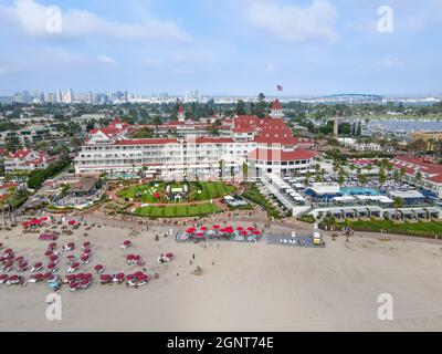 Luftaufnahme des Hotels Del Coronado, San Diego, Kalifornien, USA. September 2021 Stockfoto