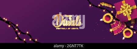 Happy diwali Web Banner Design. vektor Illustration Design. Stock Vektor