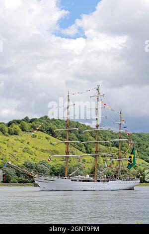 Frankreich, seine Maritime (76), Rouen, l'Armada 2019, le Cisne Branco, ce trois-mâts de la Marine nationale brésilienne // Frankreich, seine Maritime (76), Stockfoto