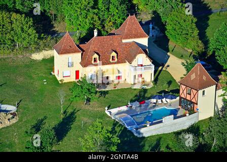 Frankreich, Dordogne (24), Périgord Noir, vallée de la Dordogne, Castelnaud-la-Chapelle, patrimoine immobilier //Frankreich, Dordogne, Périgord Noir, vallée d Stockfoto