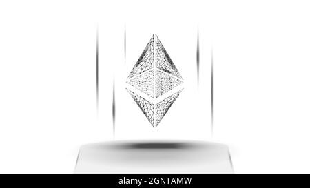 Ethereum ETH Kryptowährungs-Token-Symbol, Münzsymbol auf weißem Hintergrund. Digitales Gold für Website oder Banner. Vektor EPS10. Stock Vektor