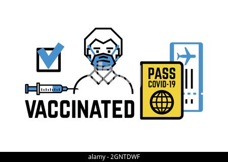 Geimpft gegen Covid-19 Immun-ID. PCR-Test Stock Vektor