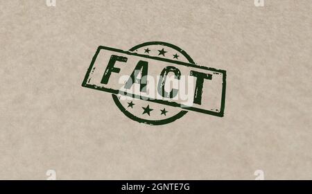 Fact Stamp Icons in wenigen Farbversionen. News, Wahrheit und echte Informationen Konzept 3D-Rendering Illustration. Stockfoto