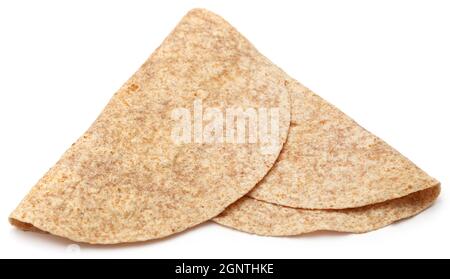 Tortilla Brot isoliert auf weißem Hintergrund Stockfoto