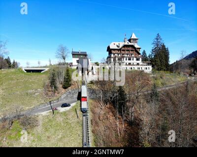 Les Avants, Sonloup, Standseilbahn Les Avants–Sonlou Stockfoto