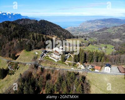 Les Avants, Sonloup, Standseilbahn Les Avants–Sonlou Stockfoto