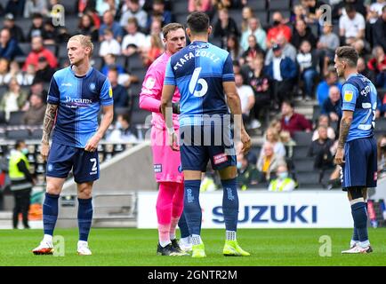 MILTON KEYNES, ENGLAND - 25. SEPTEMBER 2021: David Adam Stockdale aus Wycombe, aufgenommen während des 1-Spielwochenspiels der SkyBet EFL League 9 zwischen MK Dons FC und Wycombe Wanderers FC im Stadium MK in der Woche 2021/22. Copyright: Cosmin Iftode/Picstaff Stockfoto