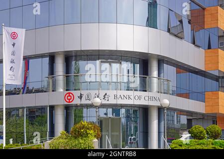 Belgrad, Serbien - 11. April 2018: Bürogebäude der Bank of China in Neu-Belgrad. Stockfoto