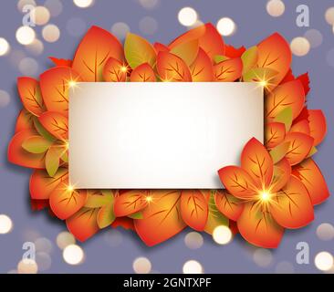 Herbstblätter Rahmen isoliert in Farbe Hintergrund Stockfoto