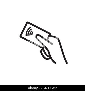 Symbol für kontaktlose Zahlung. RFID WiFi nfc-Zahlungsvektor-Symbol. Symbol für die zeilenfreie Bezahlung Stock Vektor
