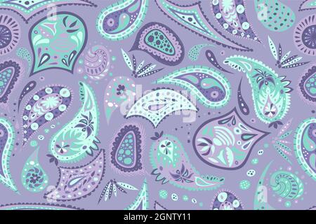 Nahtloses Paisley-Muster. Vektor-Retro-Ethno-Druck. türkisches Modemotiv. Paisley Blume wiederholen. Dekoratives indien Stock Vektor