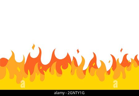 Frame der Linie des Vektormusters „Feuerflamme“. Feuer Wohnung einfache Grenze Design Hintergrund Illustration Stock Vektor
