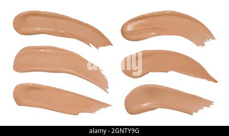 Foundation verschmiert. Make-up Concealer Spritzer. Mode-Vektor-Muster. Kosmetischer brauner Hintergrund. Foundation-Verschmierungen. Gesicht Stock Vektor