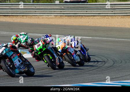 WSBK 2021 Superbike, einige der herausragenden Fahrer der Kategorie auf Rennen # 22 Alex Lowes Stockfoto