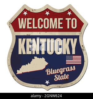 Nach Kentucky vintage rostiges Metall Zeichen auf weißem Hintergrund Willkommen, Vector Illustration Stock Vektor
