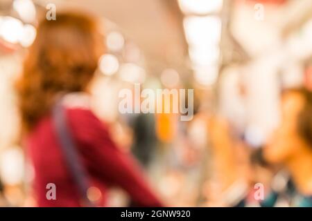 Abstrakte Hintergrundunschärfe des Einkaufspassage-Hintergrunds Stockfoto