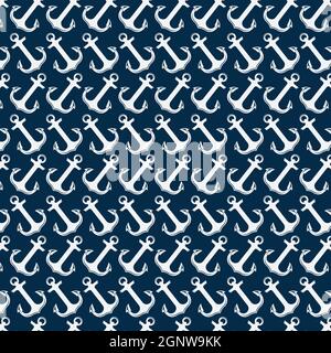 Nautische oder Marine nahtlose Muster Hintergrund, nautische Muster Vektor Kunst, Symbol & Grafiken Stock Vektor