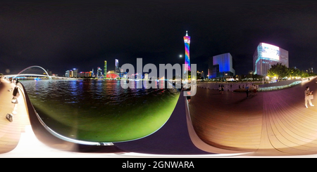 360 Grad Panorama Ansicht von Nachtansicht auf Haixin Bridge S