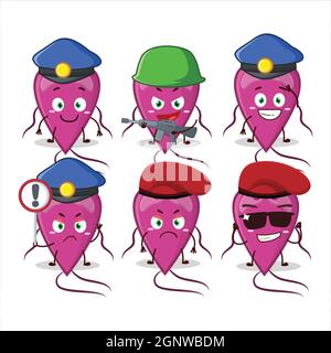 Ein engagierter Polizist der Virusdiagnose Maskottchen Design-Stil. Vektorgrafik Stock Vektor