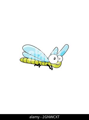 Niedliche Cartoon Insekten Bug fliegen Bug Honig Biene Hummel Libelle Schmetterling Insekten isoliert auf weißem Hintergrund Stockfoto