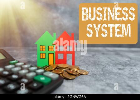 Konzeptionelle Darstellung des Business Systems. Wort für Eine Methode zur Analyse der Informationen von Organisationen präsentieren Brand New House, Home Sale Deal, Geben Stockfoto