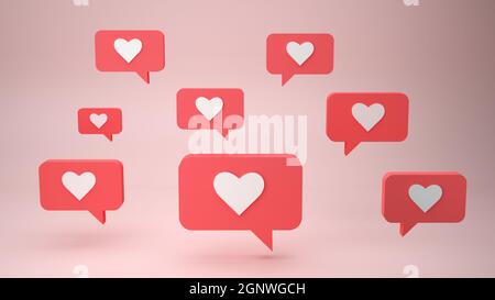 3d-ähnliche Design-Illustration der Benachrichtigung in den sozialen Medien Stockfoto