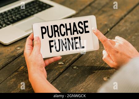 Konzeptionelle Bildunterschrift Kauf Funnel. Geschäftskonzept Verbrauchermodell, das die Customer Journey illustriert sprach- und Videoanrufe verbinden Stockfoto