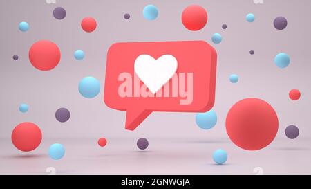 3d-ähnliche Design-Illustration der Benachrichtigung in den sozialen Medien Stockfoto