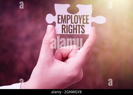 Inspiration zeigt Zeichen Mitarbeiterrechte. Internet-Konzept Alle Mitarbeiter haben Grundrechte am eigenen Arbeitsplatz Geschäftsfrau Find Strategy for Stockfoto