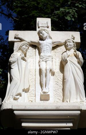 Kreuzigung und Tod Jesu Christi, Mariens Weg in Klenovnik, Kroatien Stockfoto