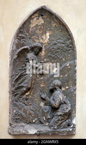 Qual im Garten, Bass Relief in der Basilika von Saint Sylvester die erste (San Silvestro in Capite) in Rom, Italien Stockfoto