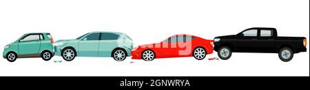 Autounfall - isoliert auf weißem Hintergrund Stock Vektor