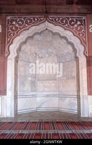 Die spektakuläre Architektur der Großen Freitagsmoschee (Jama Masjid), Delhi, Indien Stockfoto