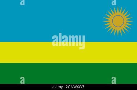 Ruanda Nationalflagge in exakten Proportionen - Vektor-Illustration Stockfoto