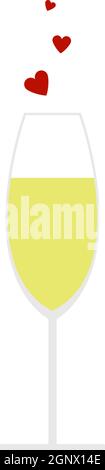 Sektglas Mit Herz-Ikone Stock Vektor