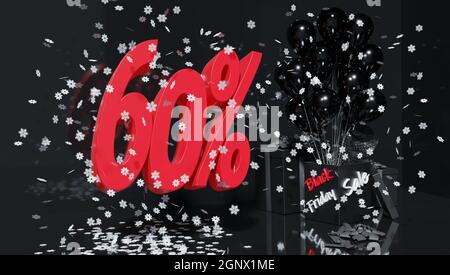 Sonderrabatte für den Black Friday. Verkauf und Einkaufen. Stockfoto