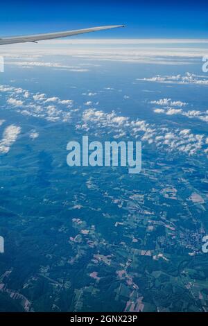 Landschaft aus dem Flugzeug. Drehort: New York, Manhattan Stockfoto