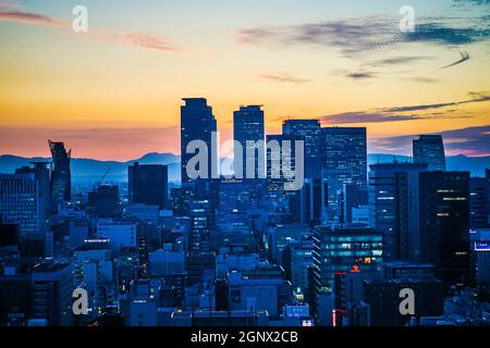 Sonnenuntergang vom Nagoya TV Tower. Aufnahmeort: Präfektur Aichi, Stadt Nagoya Stockfoto