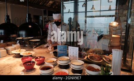 Mittagsbuffet Mittags Kochen Hilton Hotel Pattaya Thailand Stockfoto