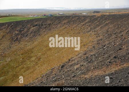 Schöne und seltene Gegend von Pseudo-Krater aka Vulkanen in der Nähe von Skutustadir und See Myvatn in Island. Stockfoto