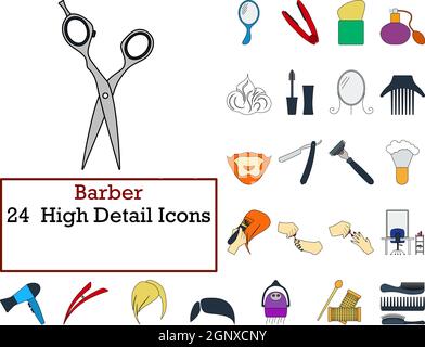 Barber Icon Set Stock Vektor